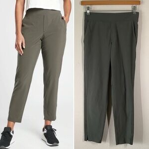 ATHLETA Brooklyn Ankle Pant Olive Green Pull-On Lightweight Resort Travel Sz 2